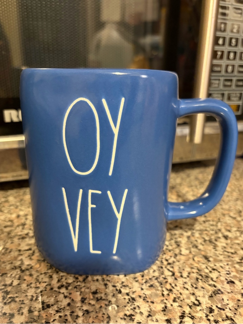 Rae Dunn Blue Mug “OY VEY” Coffee or Tea